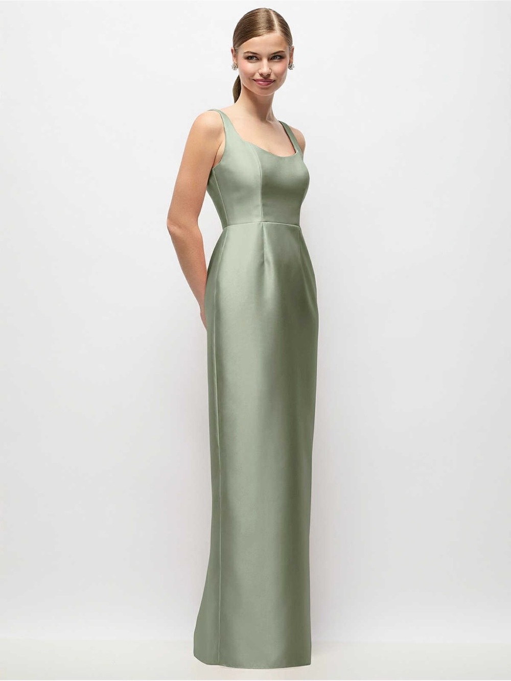 Alfred Sung- Satin Olive Maxi Dress NWT - Picture 3 of 11